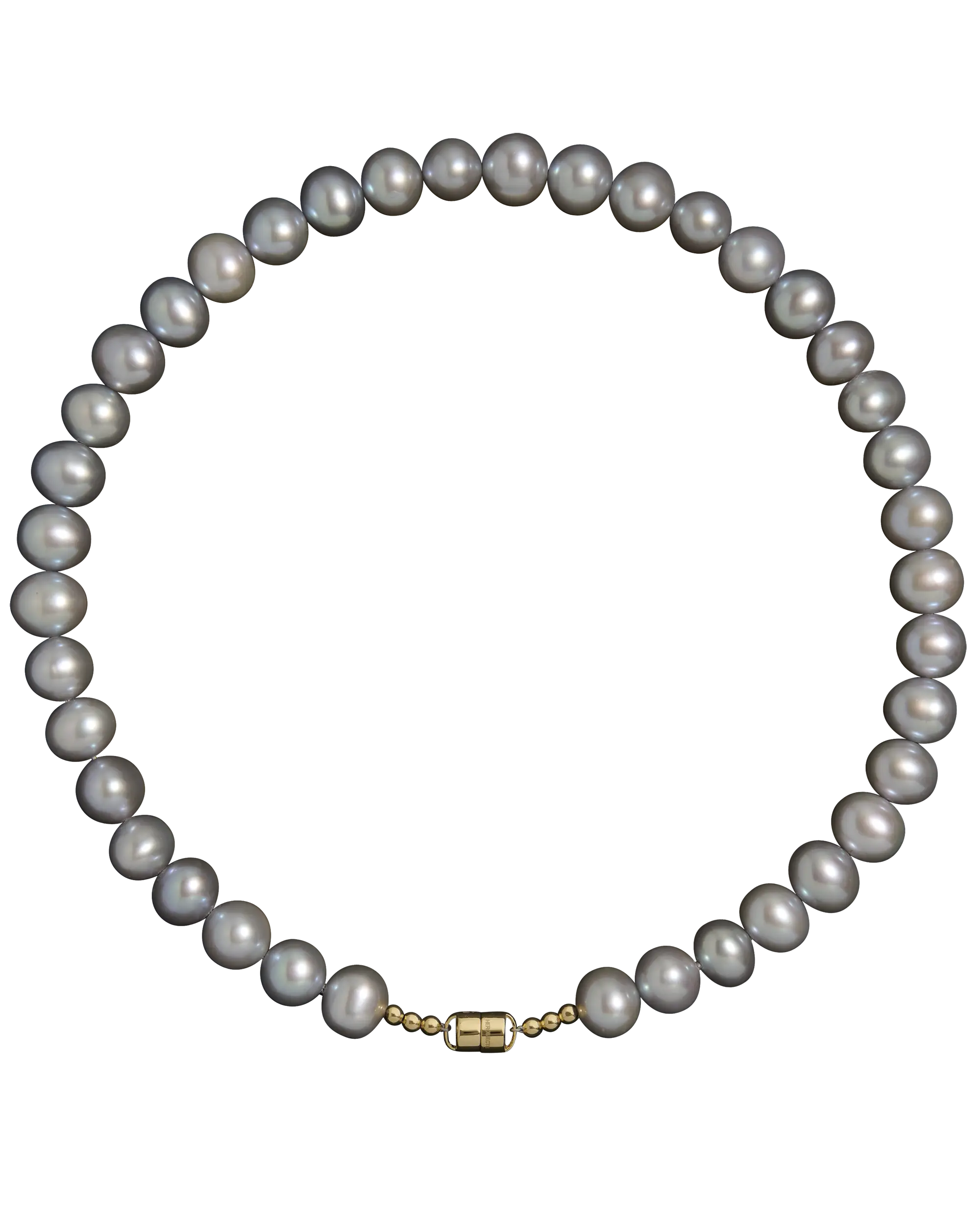 Grey pearl necklace with a 18K gold clasp