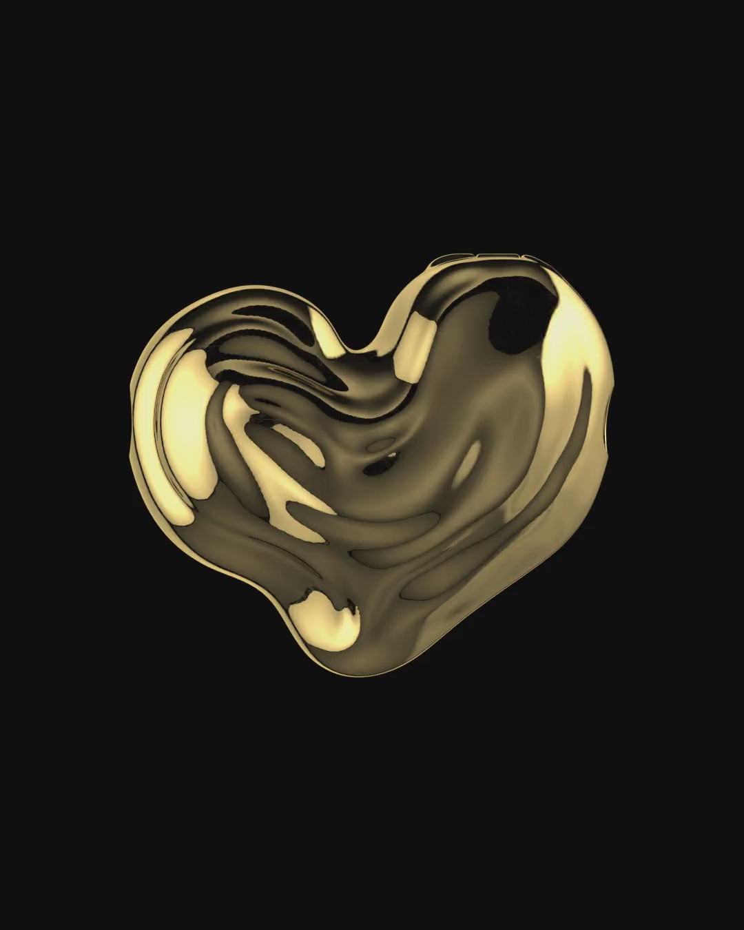 Heart-shaped 18K gold pendant on a black background